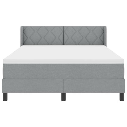 Boxspringbett mit Kopfteil Hellgrau 190 x 140 cm Stoff