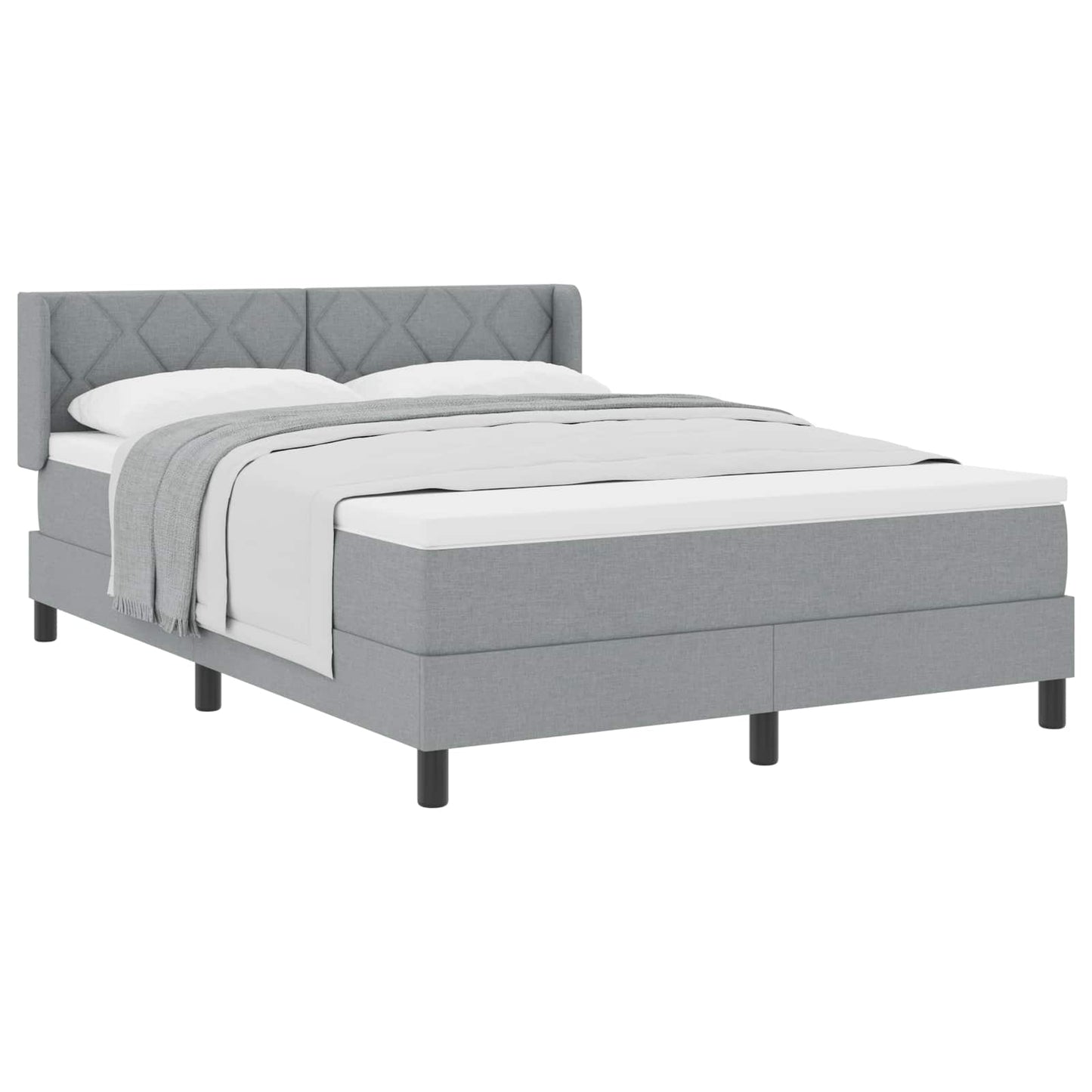 Boxspringbett mit Kopfteil Hellgrau 200 x 140 cm Stoff