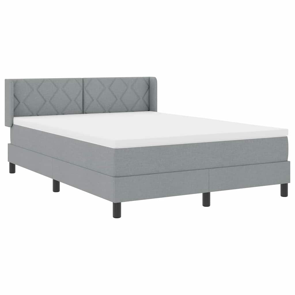 Boxspringbett mit Kopfteil Hellgrau 200 x 140 cm Stoff