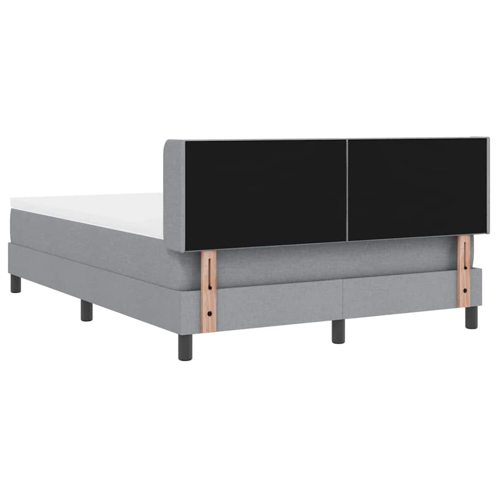 Boxspringbett mit Kopfteil Hellgrau 200 x 140 cm Stoff