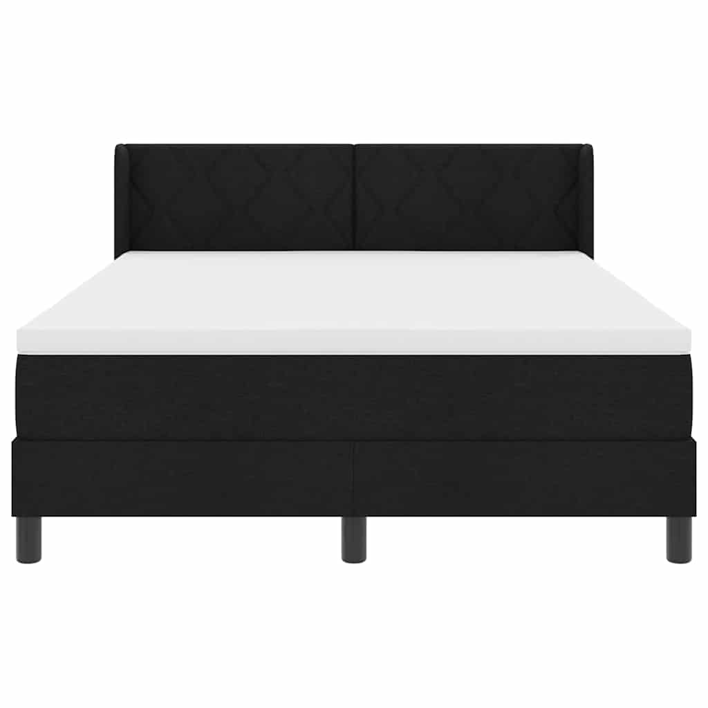 Boxspringbett mit Kopfteil Schwarz 200 x 140 cm Stoff