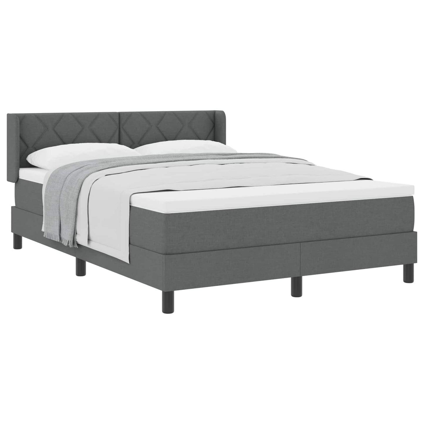 Boxspringbett mit Kopfteil Dunkelgrau 200 x 160 cm Stoff