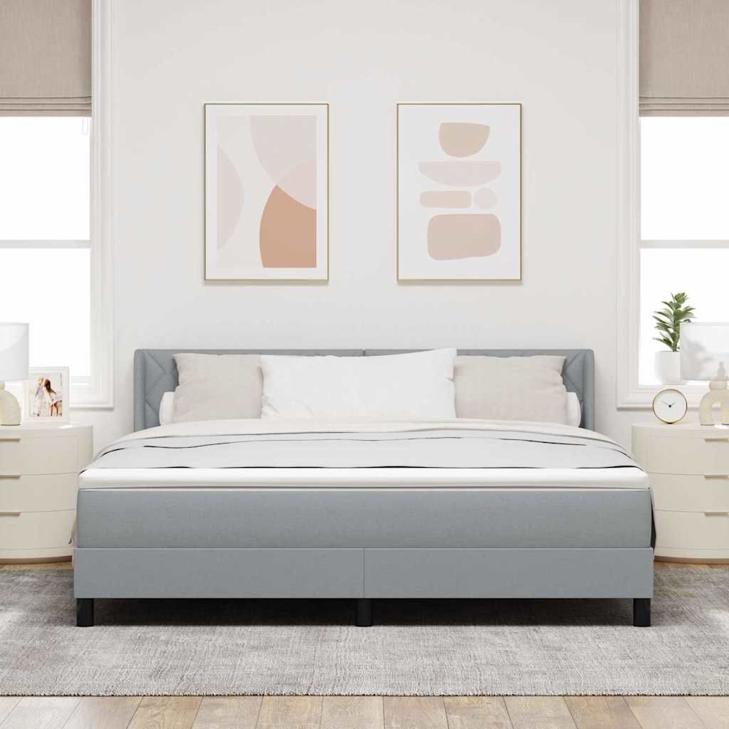 Boxspringbett mit Kopfteil Hellgrau 200 x 180 cm Stoff