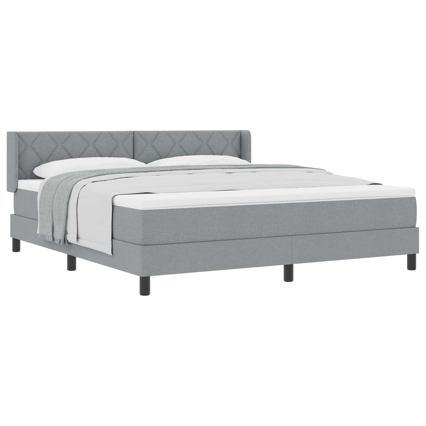 Boxspringbett mit Kopfteil Hellgrau 200 x 180 cm Stoff