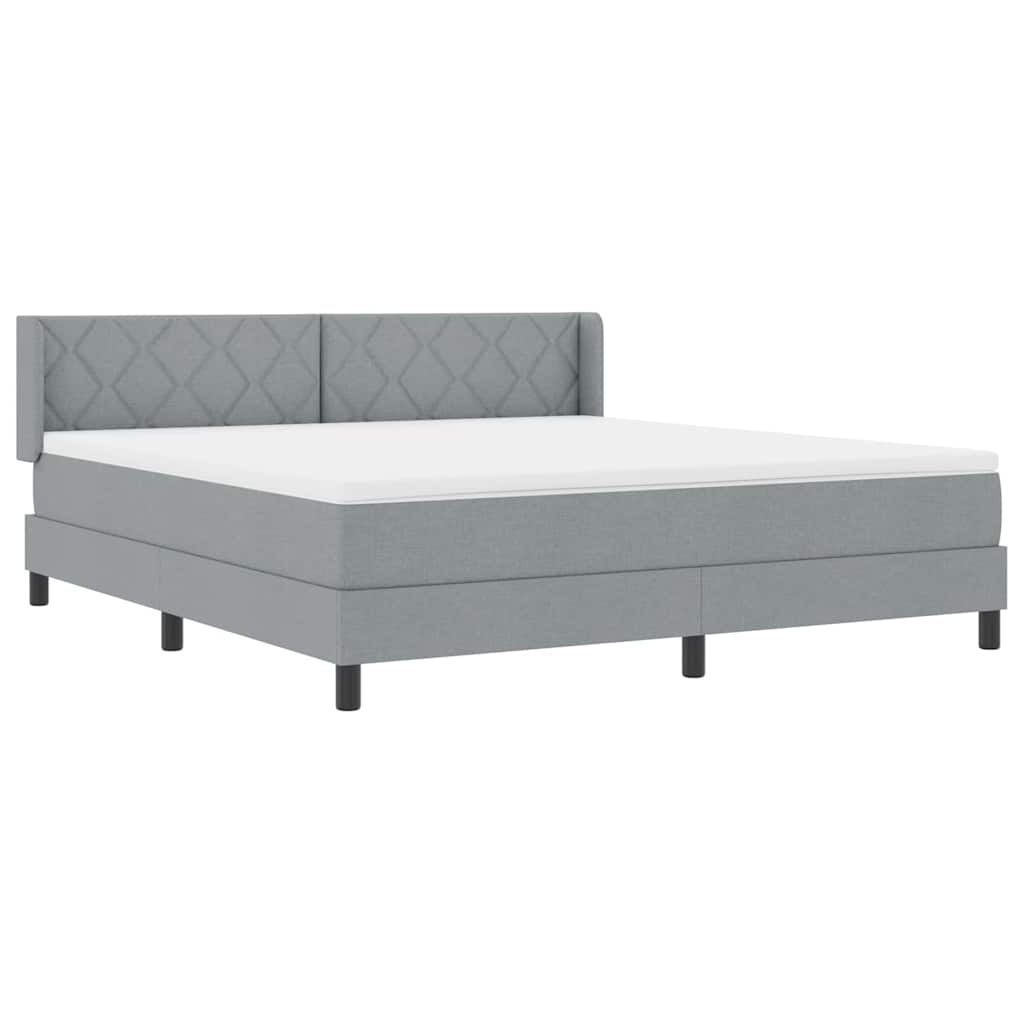 Boxspringbett mit Kopfteil Hellgrau 200 x 180 cm Stoff