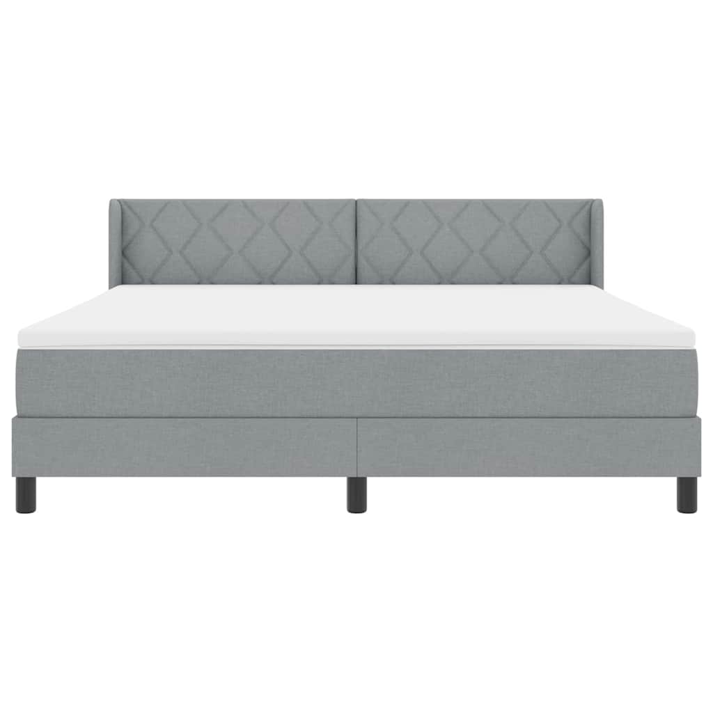 Boxspringbett mit Kopfteil Hellgrau 200 x 180 cm Stoff
