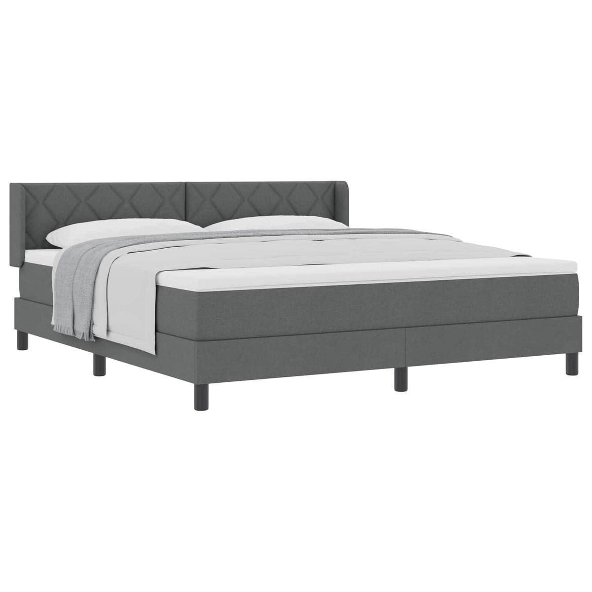 Boxspringbett mit Kissen Dunkelgrau 200 x 180 cm Stoff
