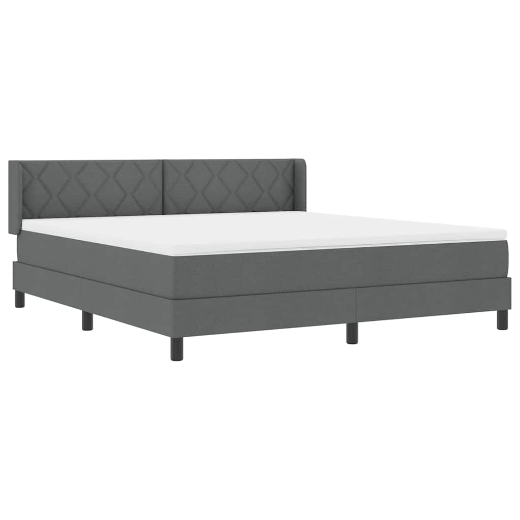 Boxspringbett mit Kissen Dunkelgrau 200 x 180 cm Stoff