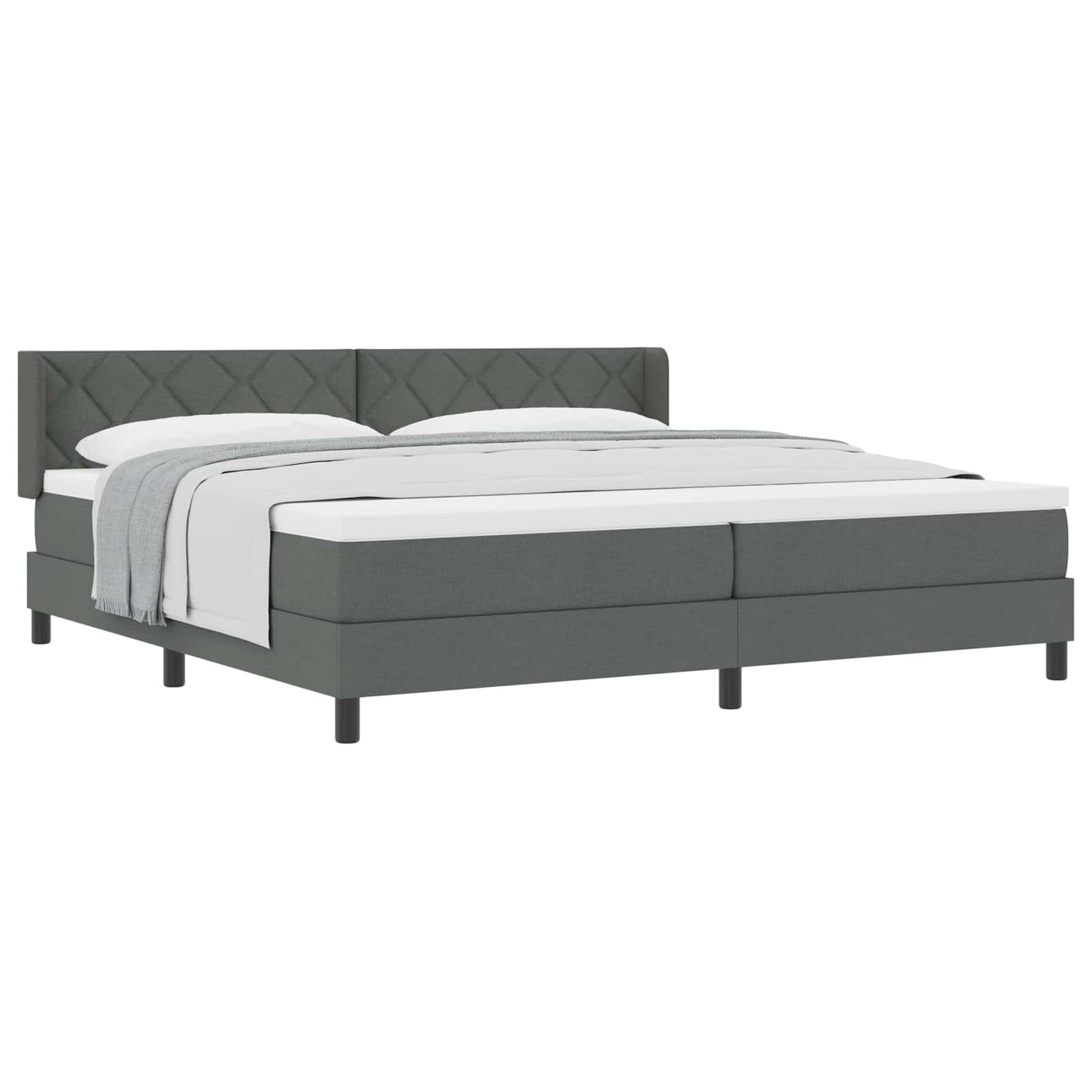 Boxspringbett mit Kopfteil Dunkelgrau 200 x 200 cm Stoff
