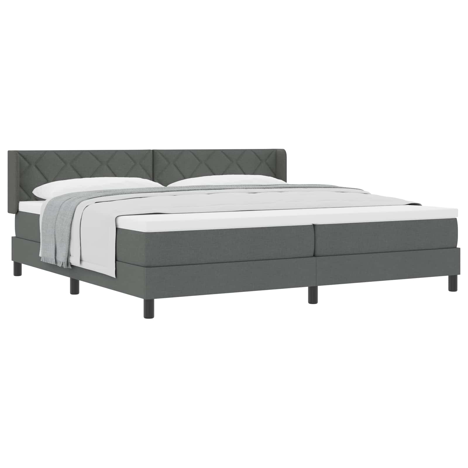 Boxspringbett mit Kopfteil Dunkelgrau 200 x 200 cm Stoff