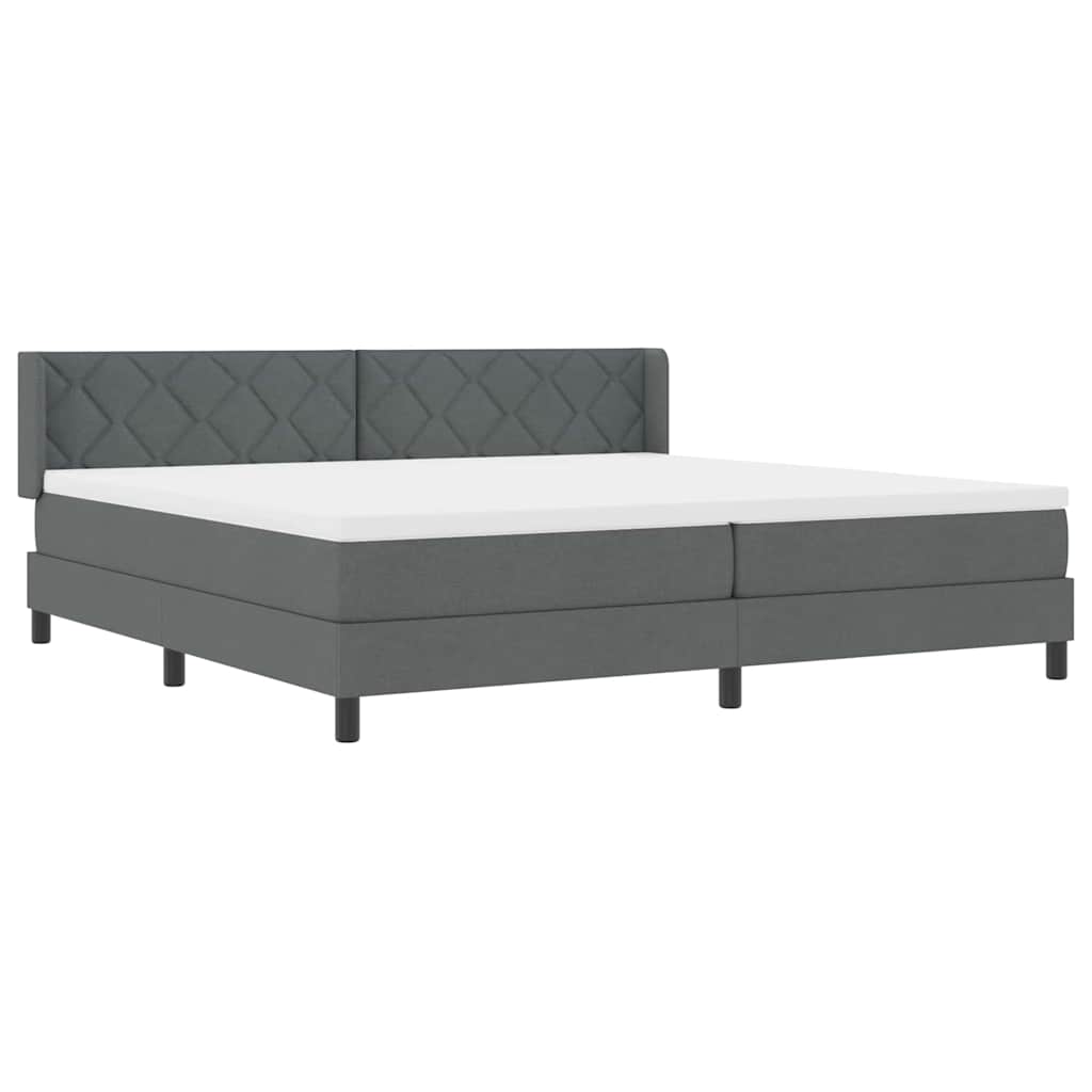 Boxspringbett mit Kopfteil Dunkelgrau 200 x 200 cm Stoff