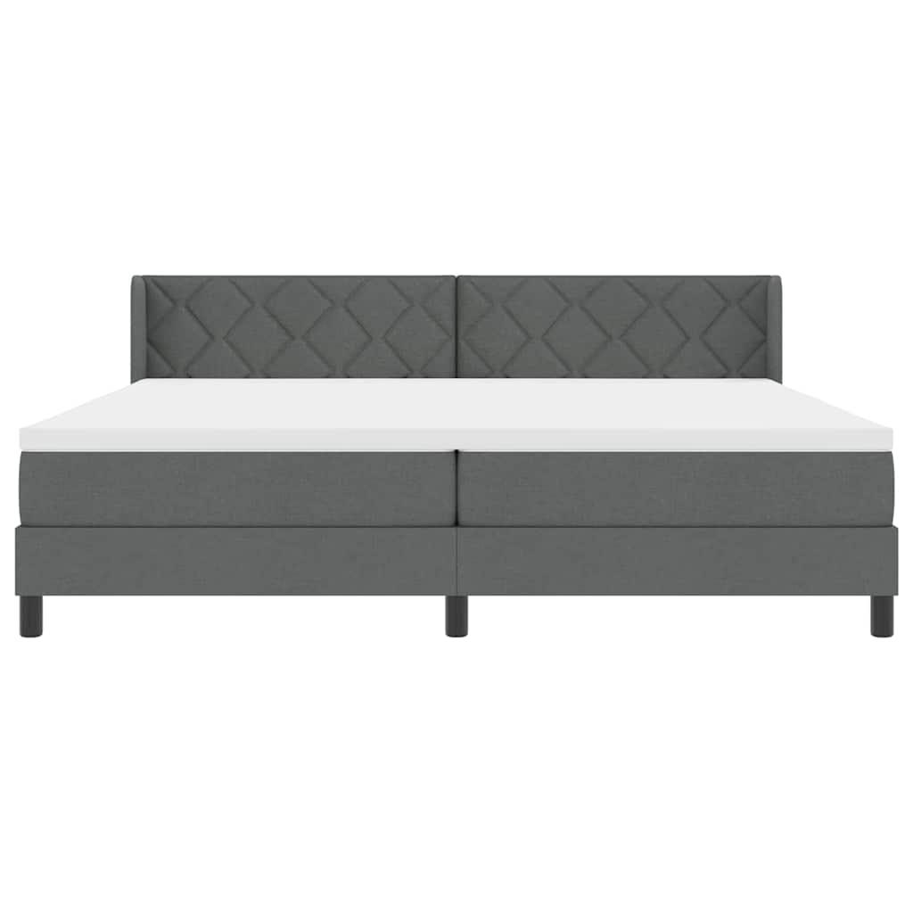 Boxspringbett mit Kopfteil Dunkelgrau 200 x 200 cm Stoff