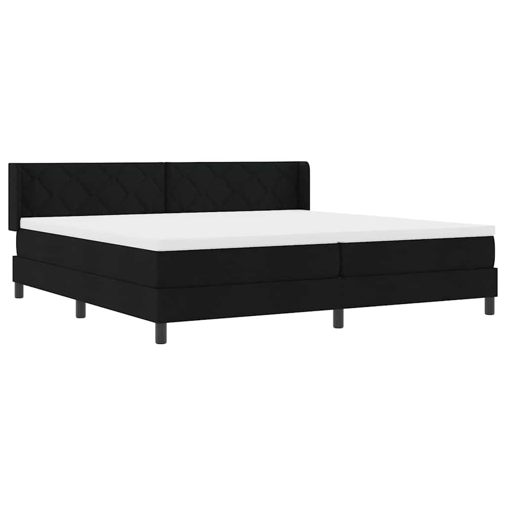 Boxspringbett mit Kopfteil Schwarz 200 x 200 cm Stoff