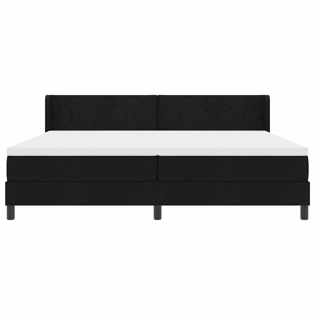 Boxspringbett mit Kopfteil Schwarz 200 x 200 cm Stoff
