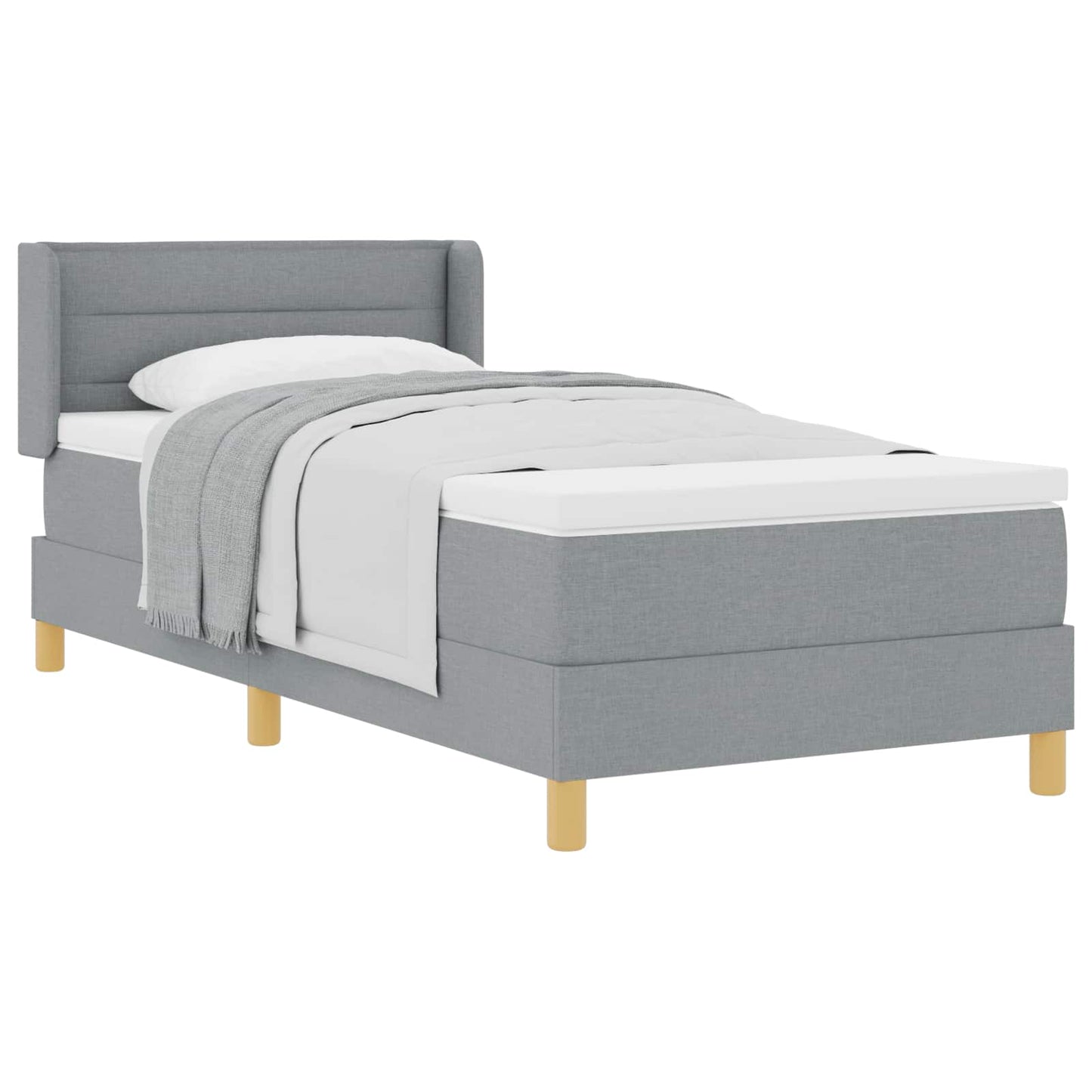 Boxspringbett mit Matratze Hellgrau 200 x 80 cm Stoff