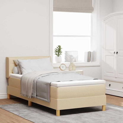 Boxspringbett mit Matratze mit Kopfteil Creme 190 x 90 cm Stoff