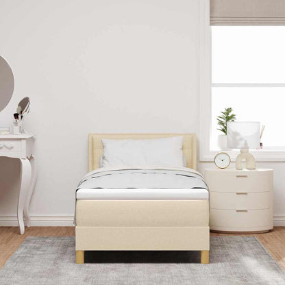 Boxspringbett mit Matratze mit Kopfteil Creme 190 x 90 cm Stoff