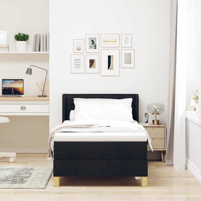 Boxspringbett mit Matratze Schwarz 200 x 90 cm Stoff