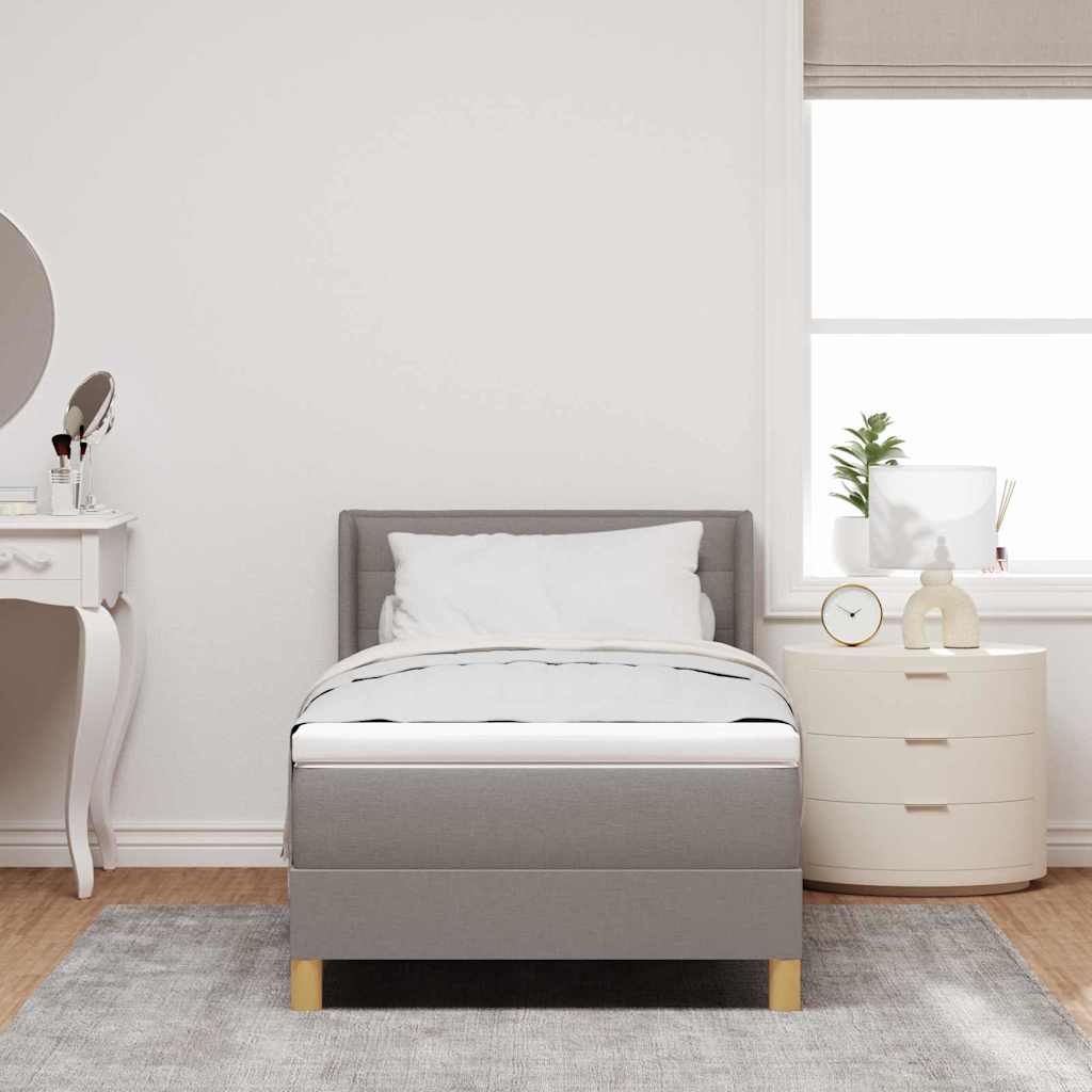 Boxspringbett mit Kopfteil Taupe 200 x 90 cm Stoff