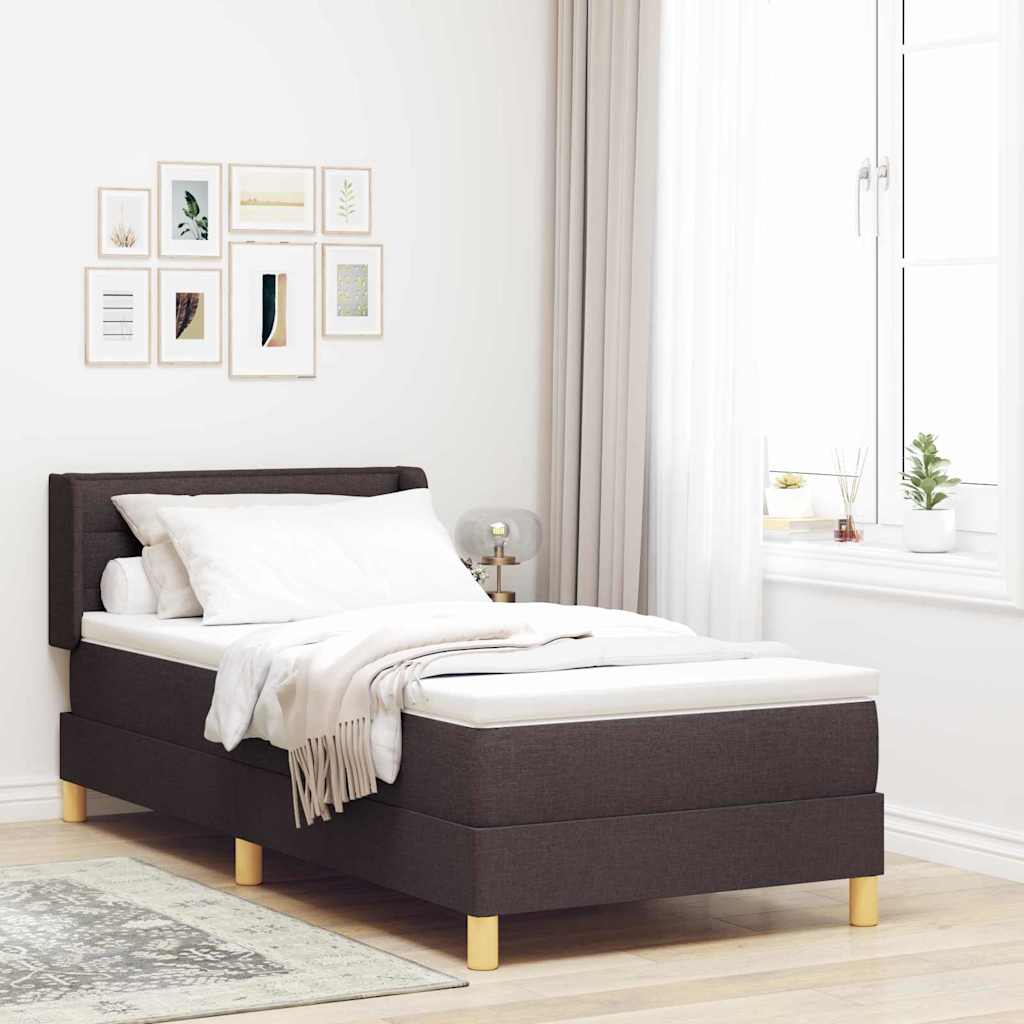 Boxspringbett Dunkelbraun und Weiß 100 x 200 cm Stoff