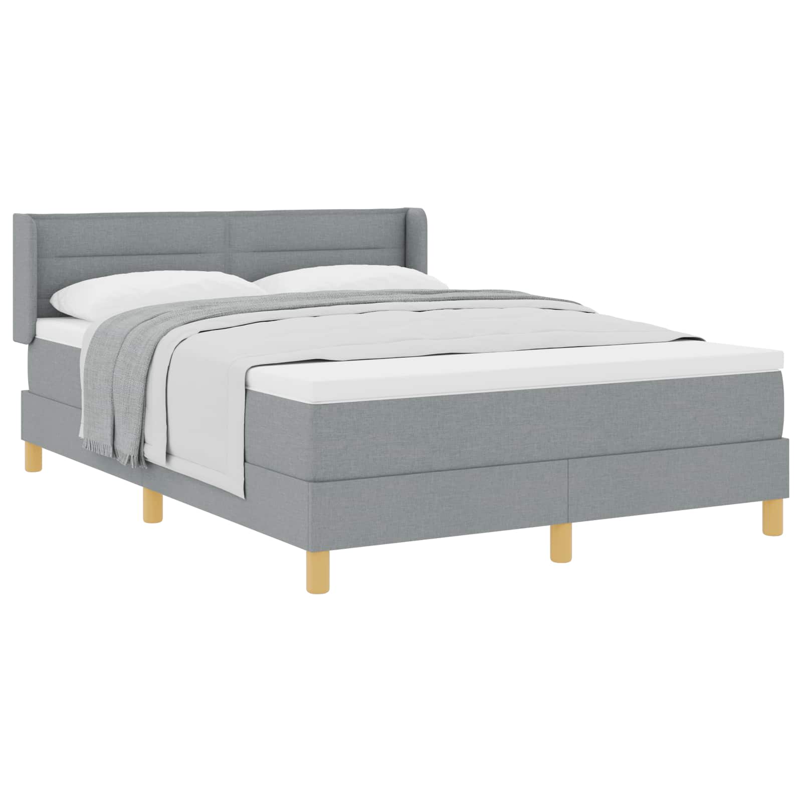 Boxspringbett mit Matratze Hellgrau 190 x 140 cm Stoff