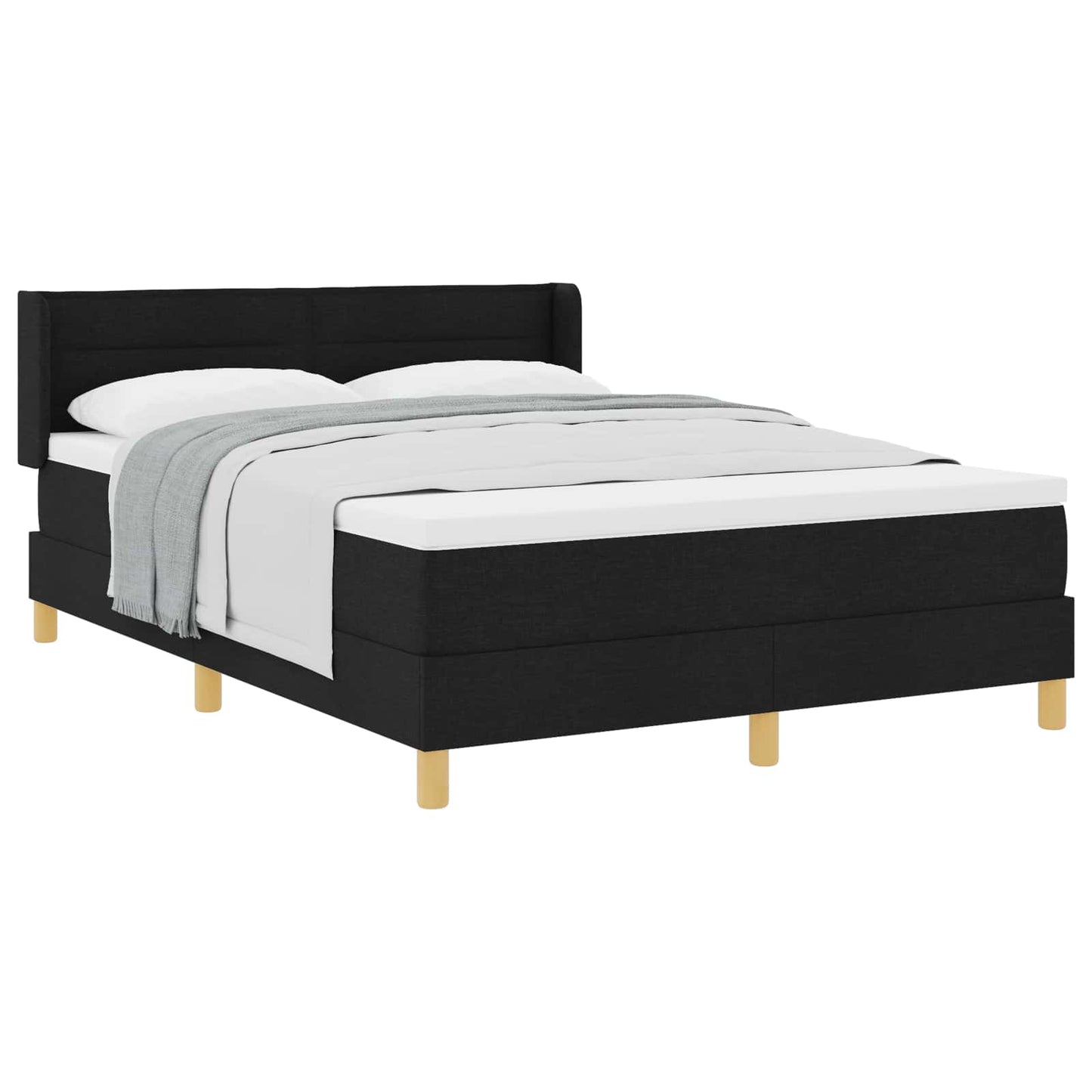 Boxspringbett mit Matratze Schwarz 190 x 140 cm Stoff