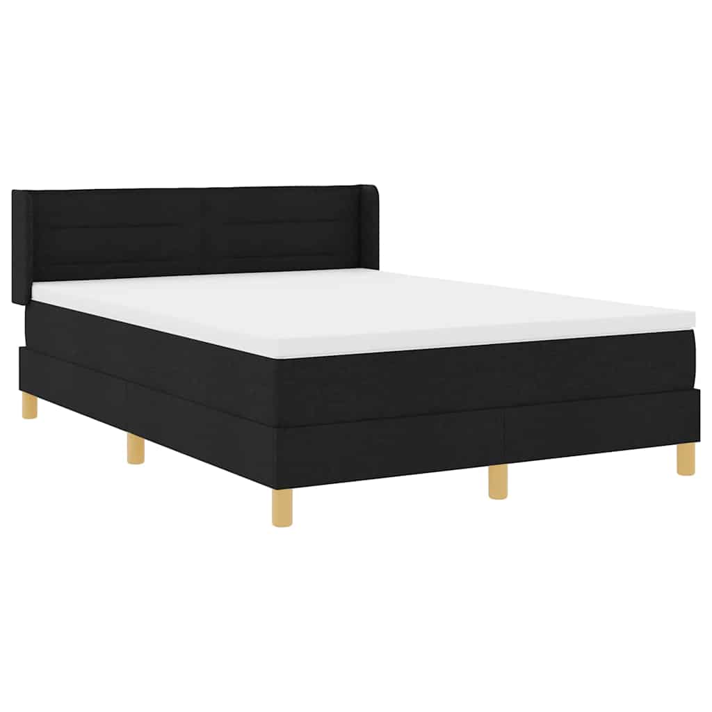 Boxspringbett mit Matratze Schwarz 190 x 140 cm Stoff