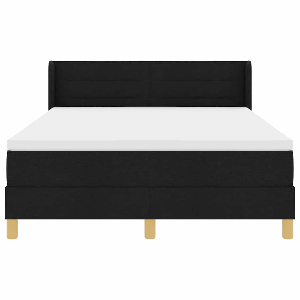 Boxspringbett mit Matratze Schwarz 190 x 140 cm Stoff