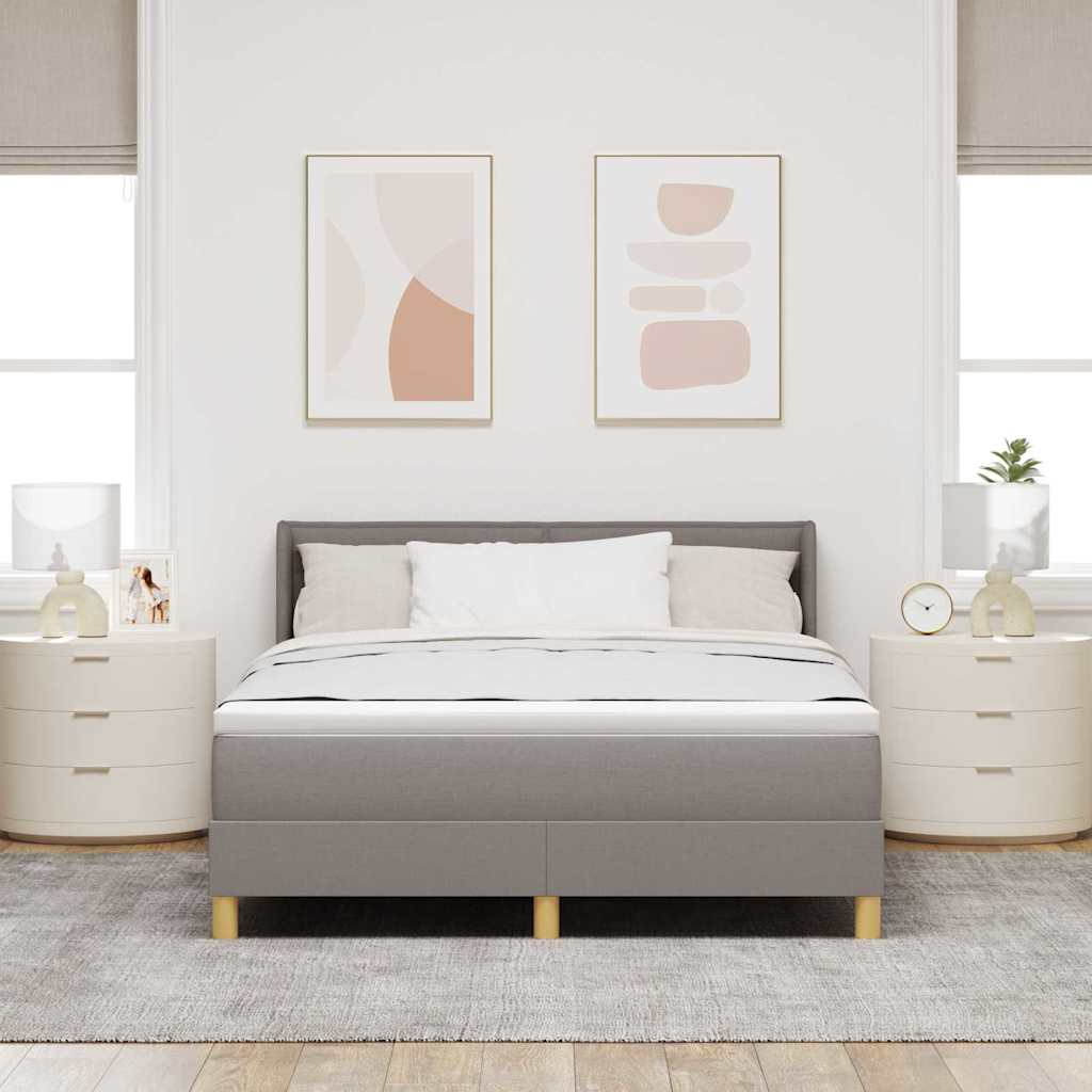 Boxspringbett mit Kopfteil Taupe 190 x 140 cm Stoff