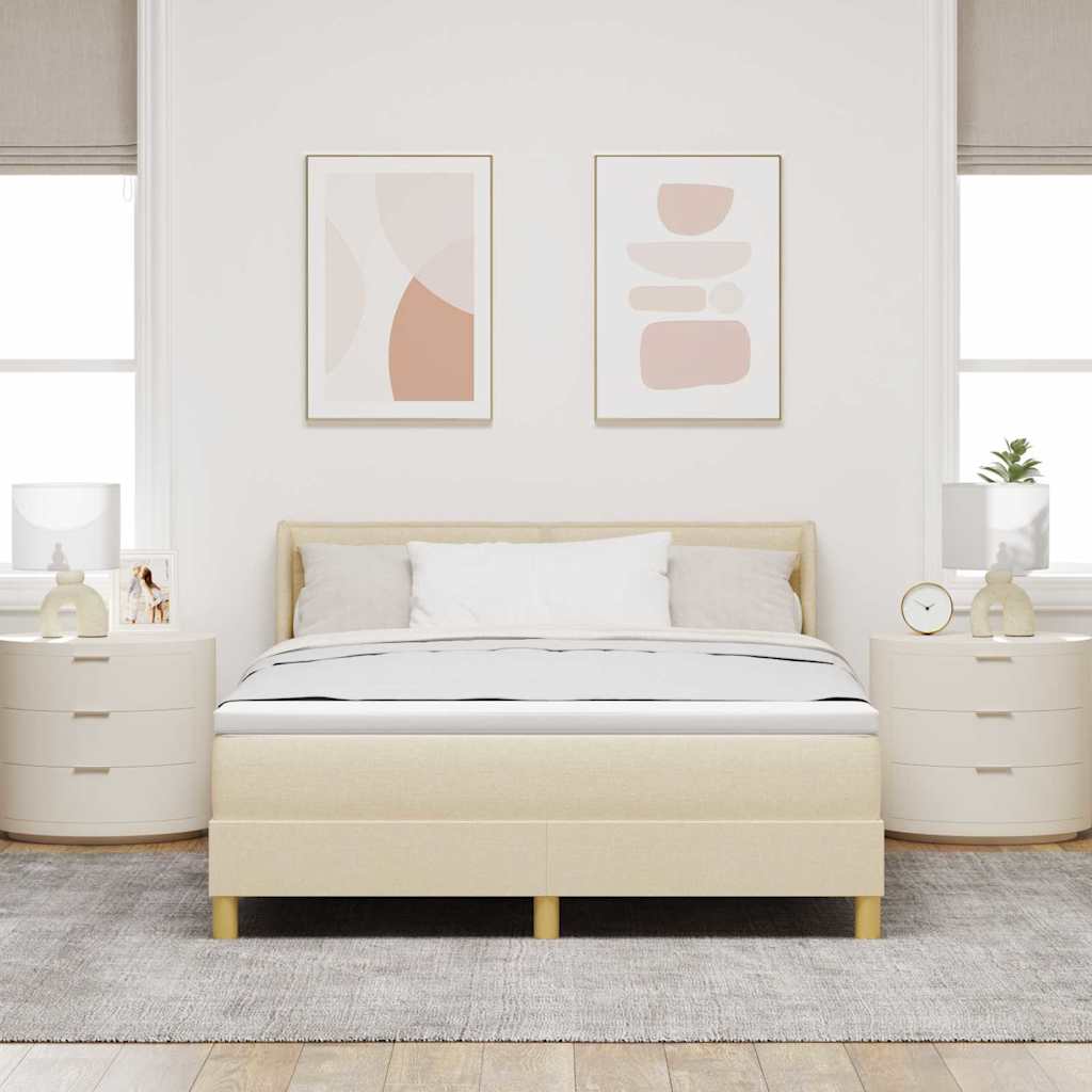 Boxspringbett mit Matratze Creme 190 x 140 cm Stoff