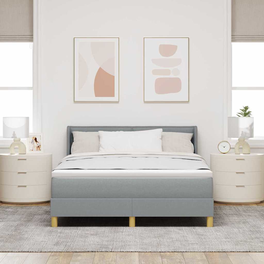 Boxspringbett mit Matratze Hellgrau 200 x 140 cm Stoff