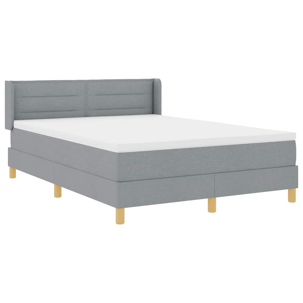 Boxspringbett mit Matratze Hellgrau 200 x 140 cm Stoff