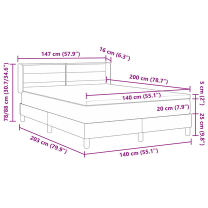 Boxspringbett mit Matratze Schwarz 200 x 140 cm Stoff