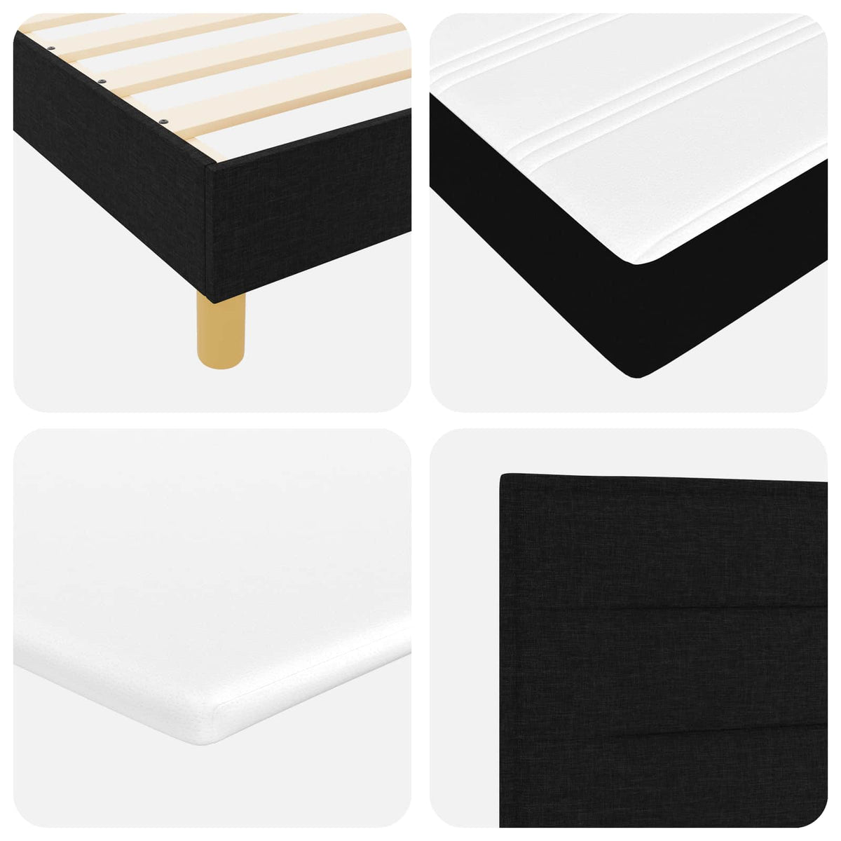 Boxspringbett mit Matratze Schwarz 200 x 160 cm Stoff
