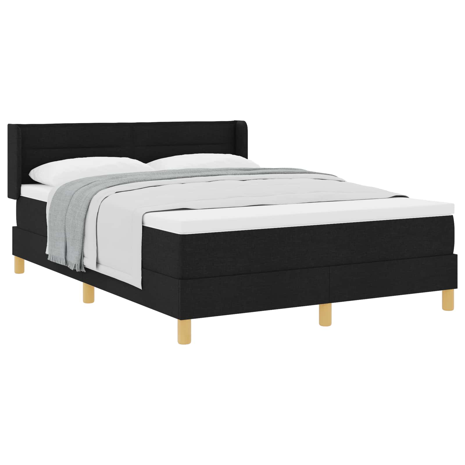 Boxspringbett mit Matratze Schwarz 200 x 160 cm Stoff