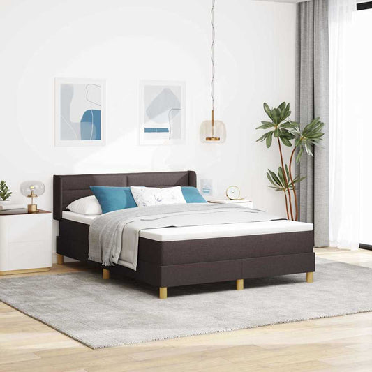 Boxspringbett Dunkelbraun und Weiß 160 x 200 cm Stoff
