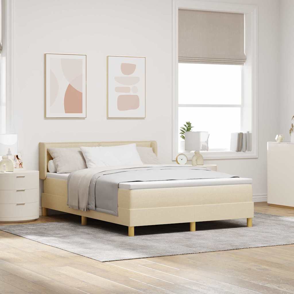 Boxspringbett mit Matratze Creme 200 x 160 cm Stoff