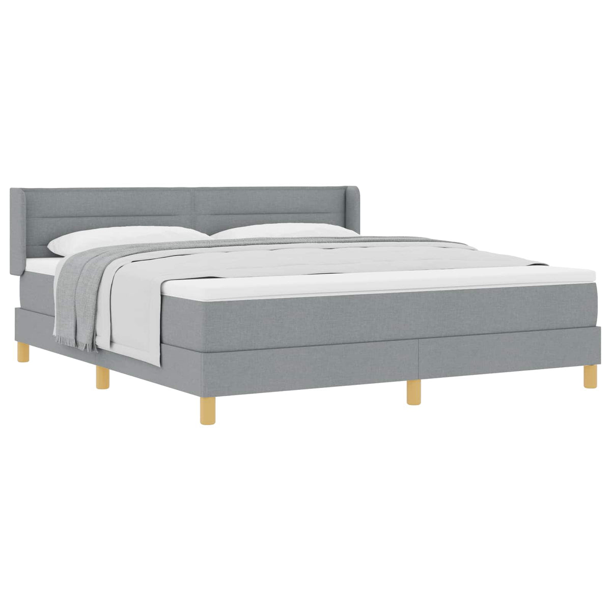Boxspringbett mit Matratze Hellgrau 200 x 180 cm Stoff