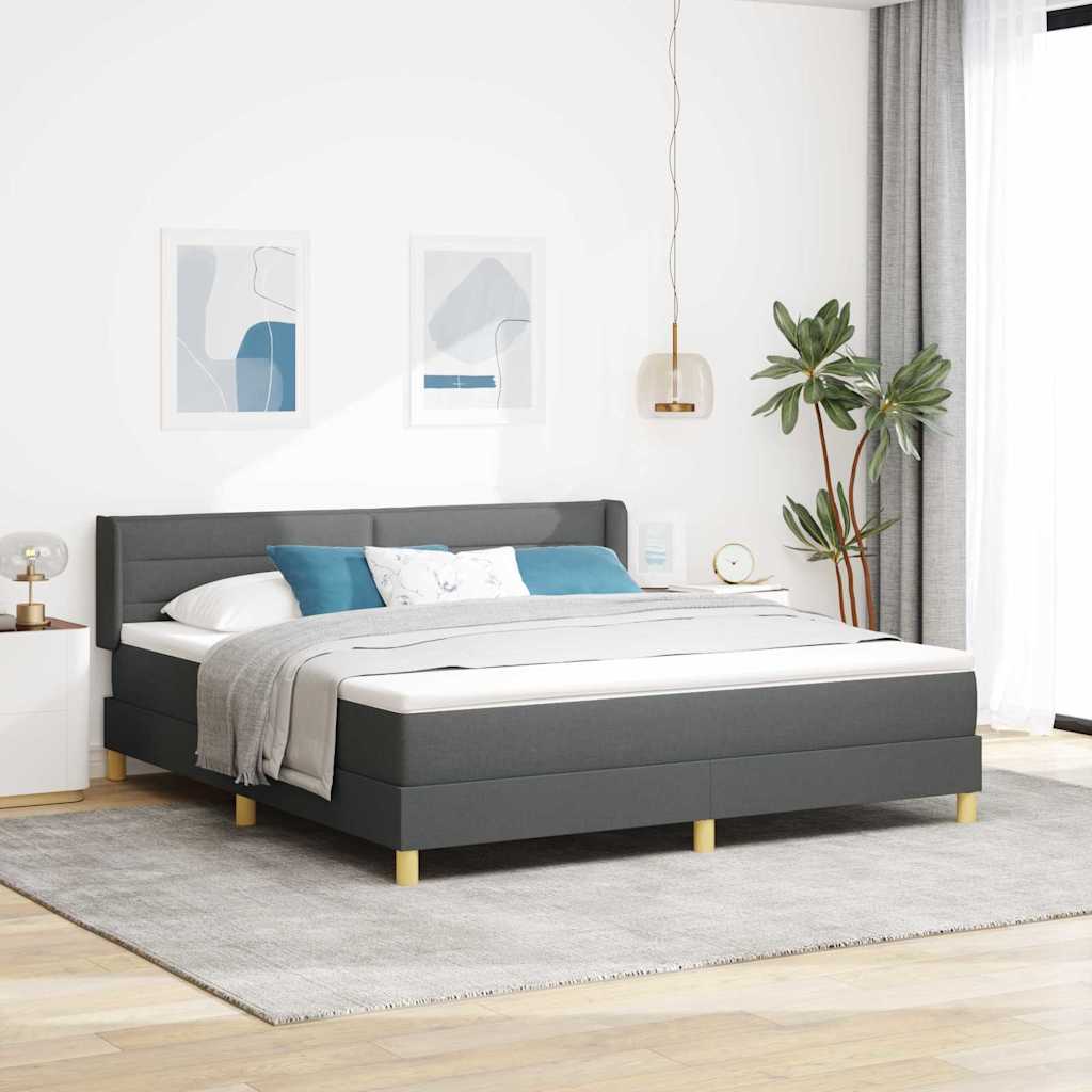 Boxspringbett mit Matratze Dunkelgrau 200 x 180 cm Stoff