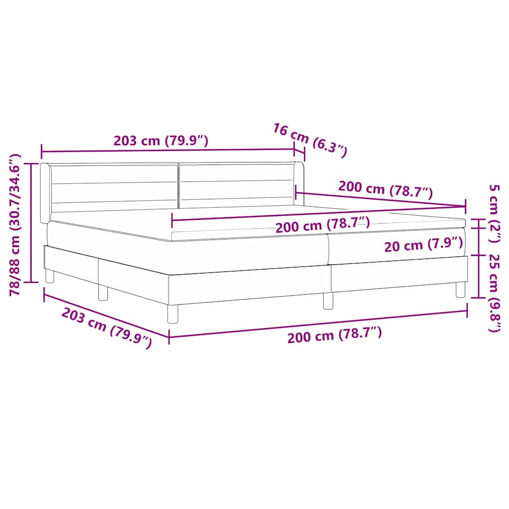 Boxspringbett mit Matratze Schwarz 200 x 200 cm Stoff