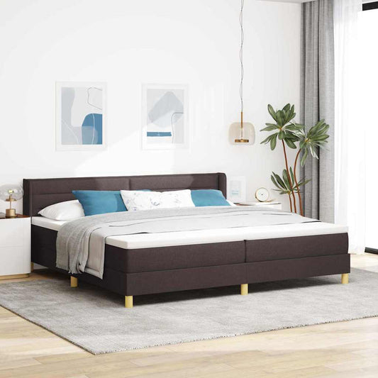Boxspringbett Dunkelbraun und Weiß 200 x 200 cm Stoff