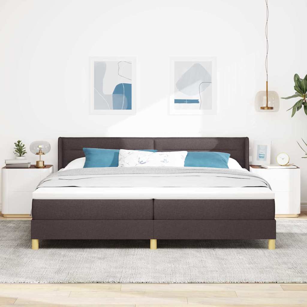 Boxspringbett Dunkelbraun und Weiß 200 x 200 cm Stoff