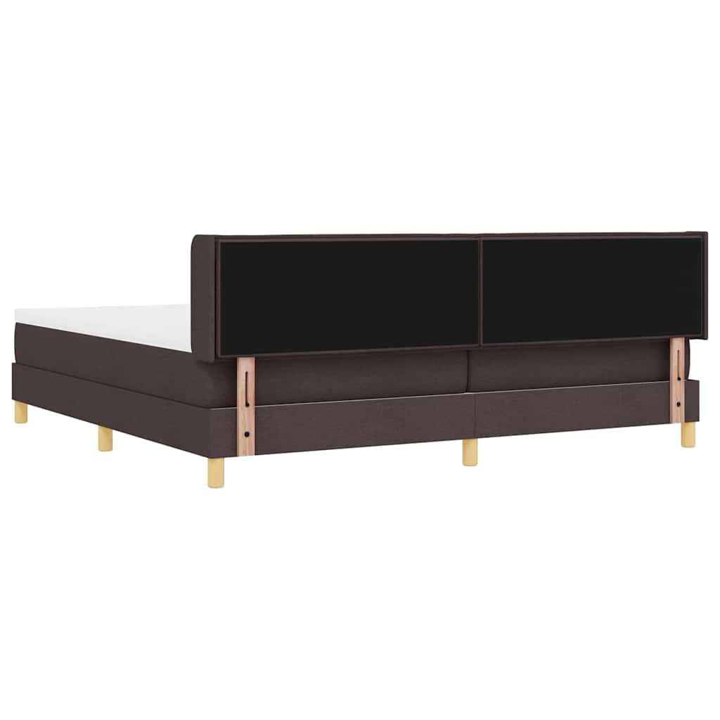 Boxspringbett Dunkelbraun und Weiß 200 x 200 cm Stoff