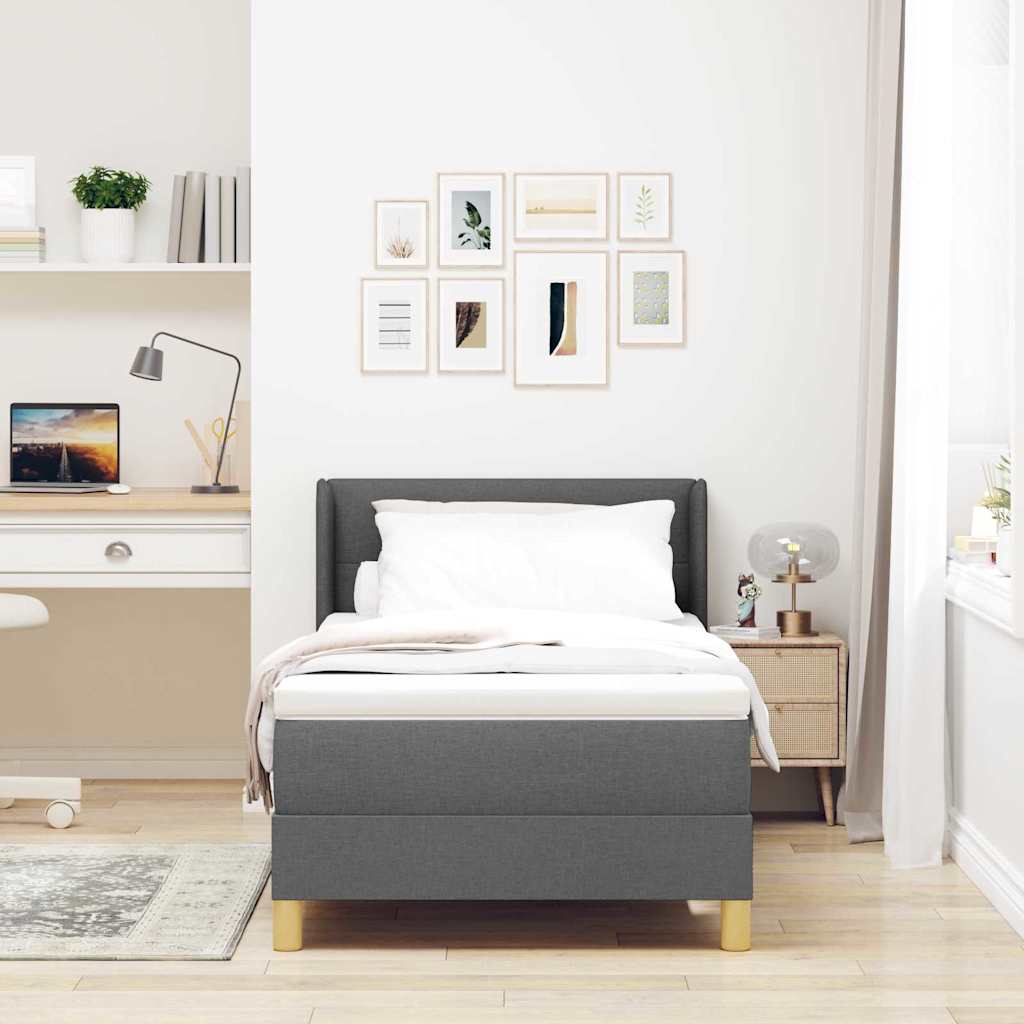 Boxspringbett mit Kopfteil Dunkelgrau 200 x 80 cm Stoff