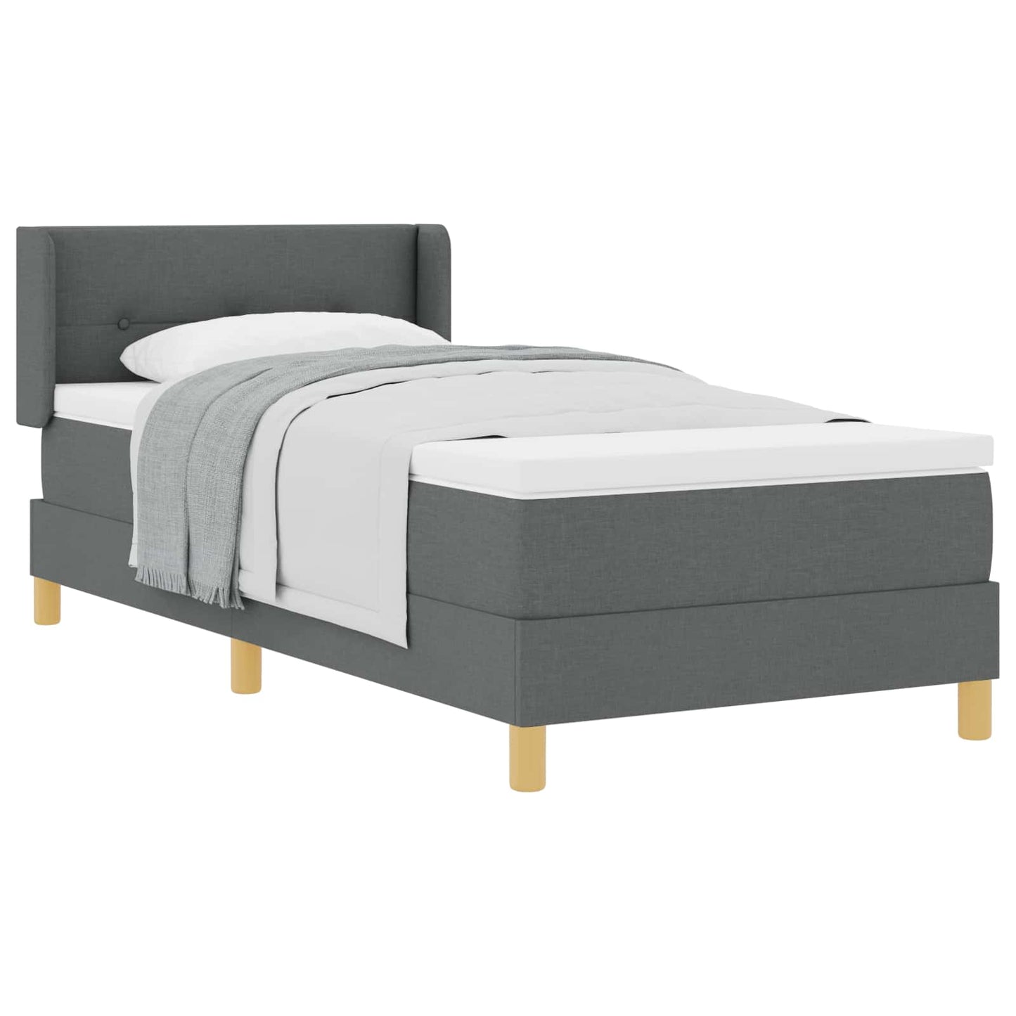Boxspringbett mit Kopfteil Dunkelgrau 200 x 80 cm Stoff