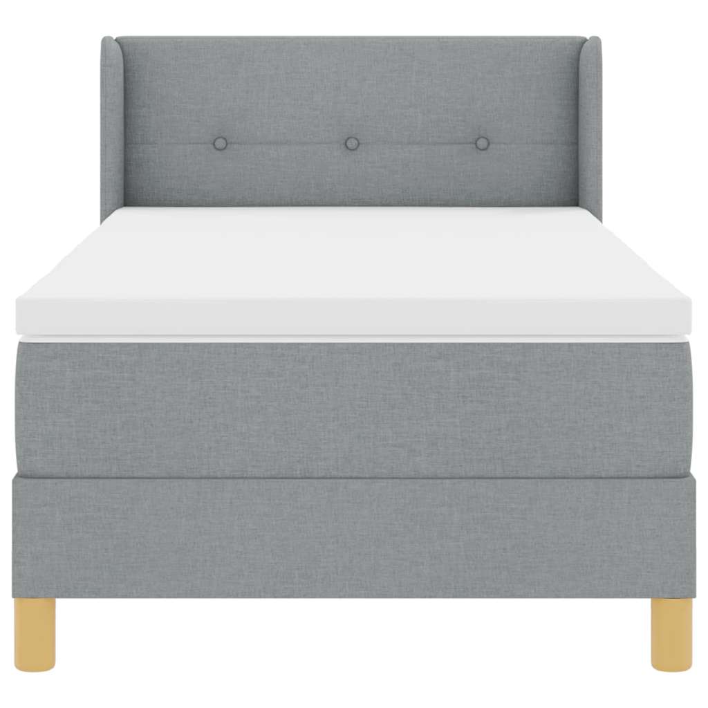 Boxspringbett mit Kopfteil Hellgrau 190 x 90 cm Stoff