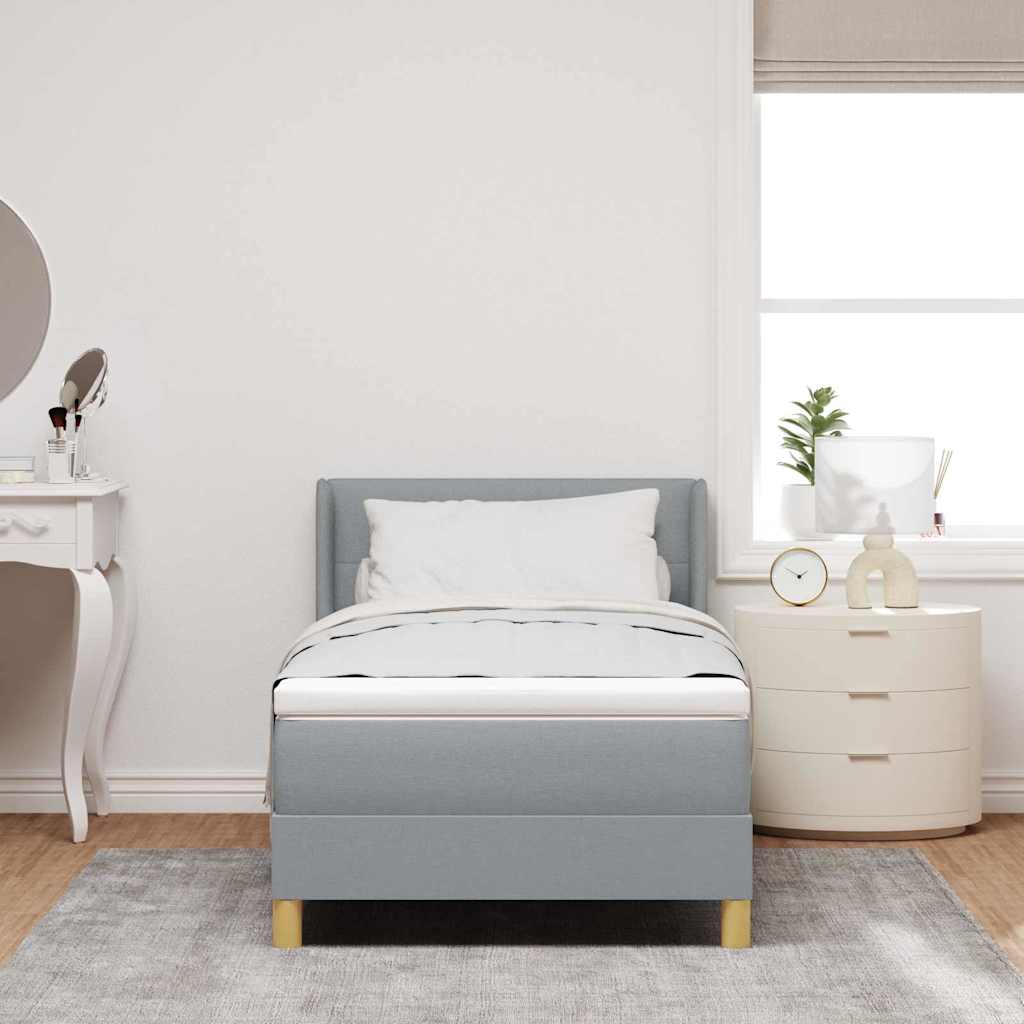 Boxspringbett mit Kopfteil Hellgrau 200 x 100 cm Stoff