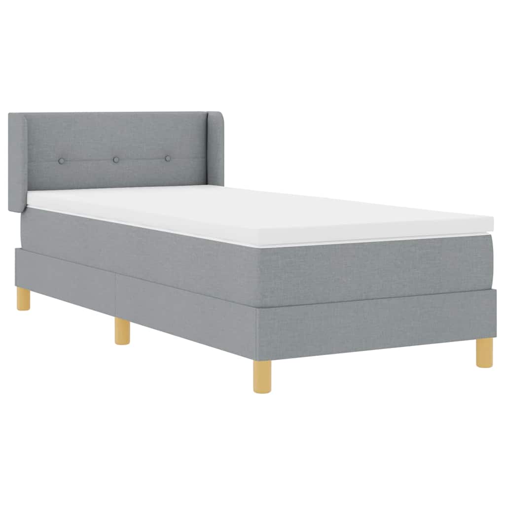 Boxspringbett mit Kopfteil Hellgrau 200 x 100 cm Stoff