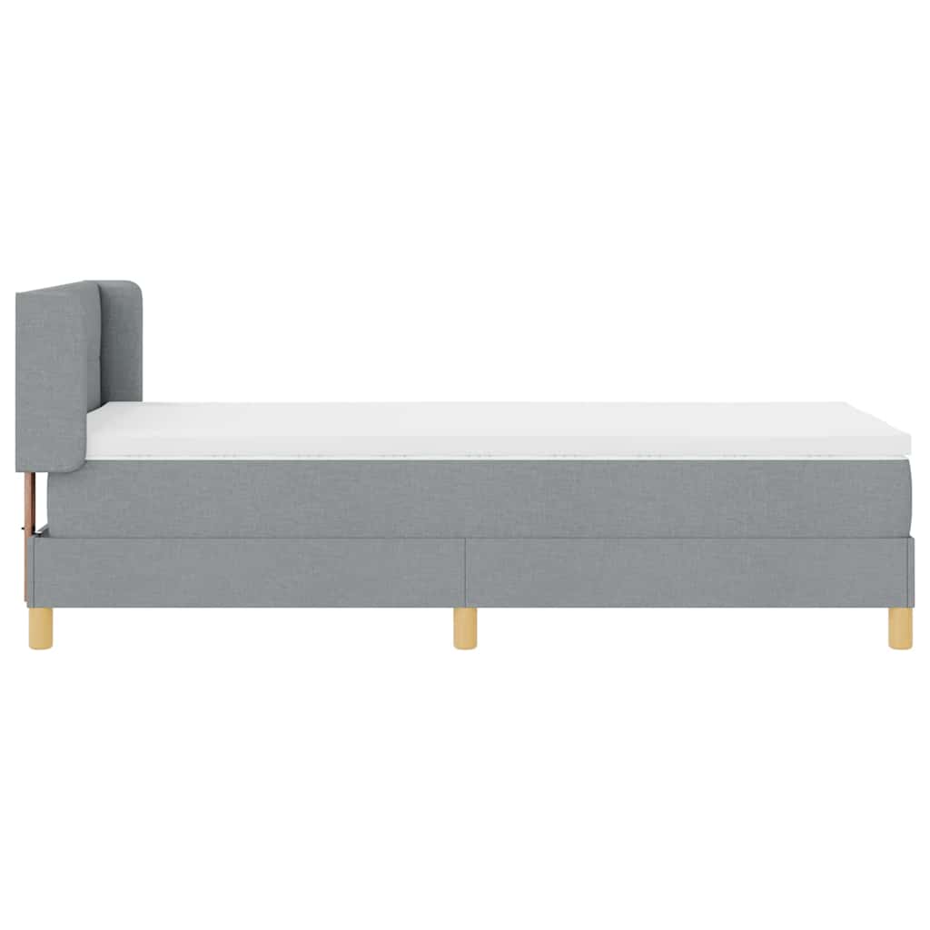 Boxspringbett mit Kopfteil Hellgrau 200 x 100 cm Stoff