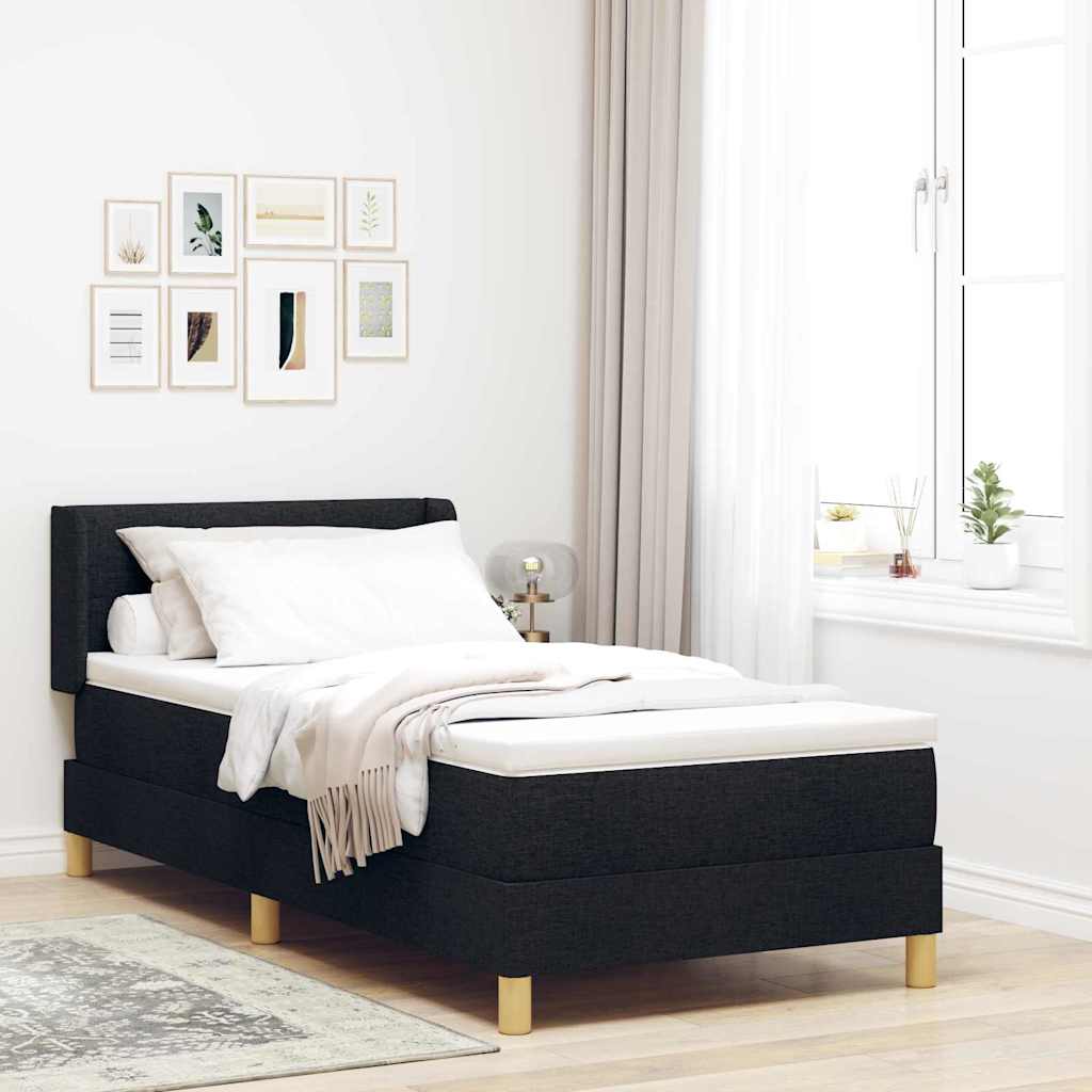 Boxspringbett mit Kopfteil Schwarz 200 x 100 cm Stoff